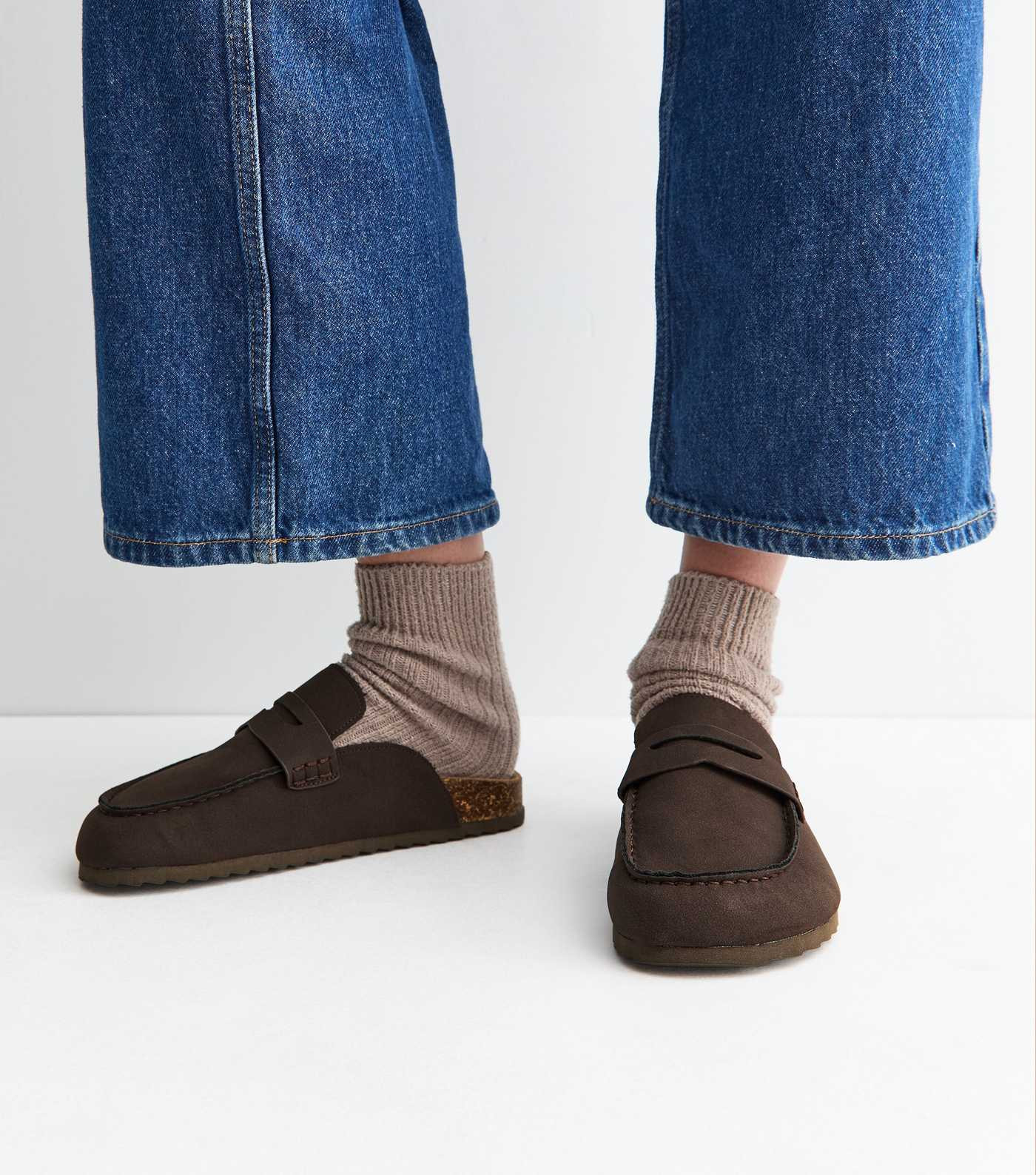 Brown Faux Suede Flat Loafer Mules | New Look | New Look (UK)