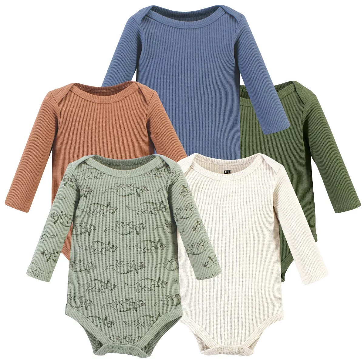 Hudson Baby Infant Boy Thermal Long Sleeve Bodysuits, Sage Dinosaur | Target