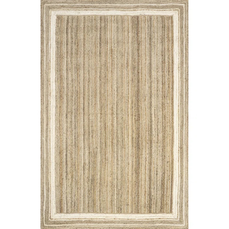 Ankita Bordered Jute Area Rug for Dining Room Living Room Kitchen, Off White/Natural | Wayfair North America