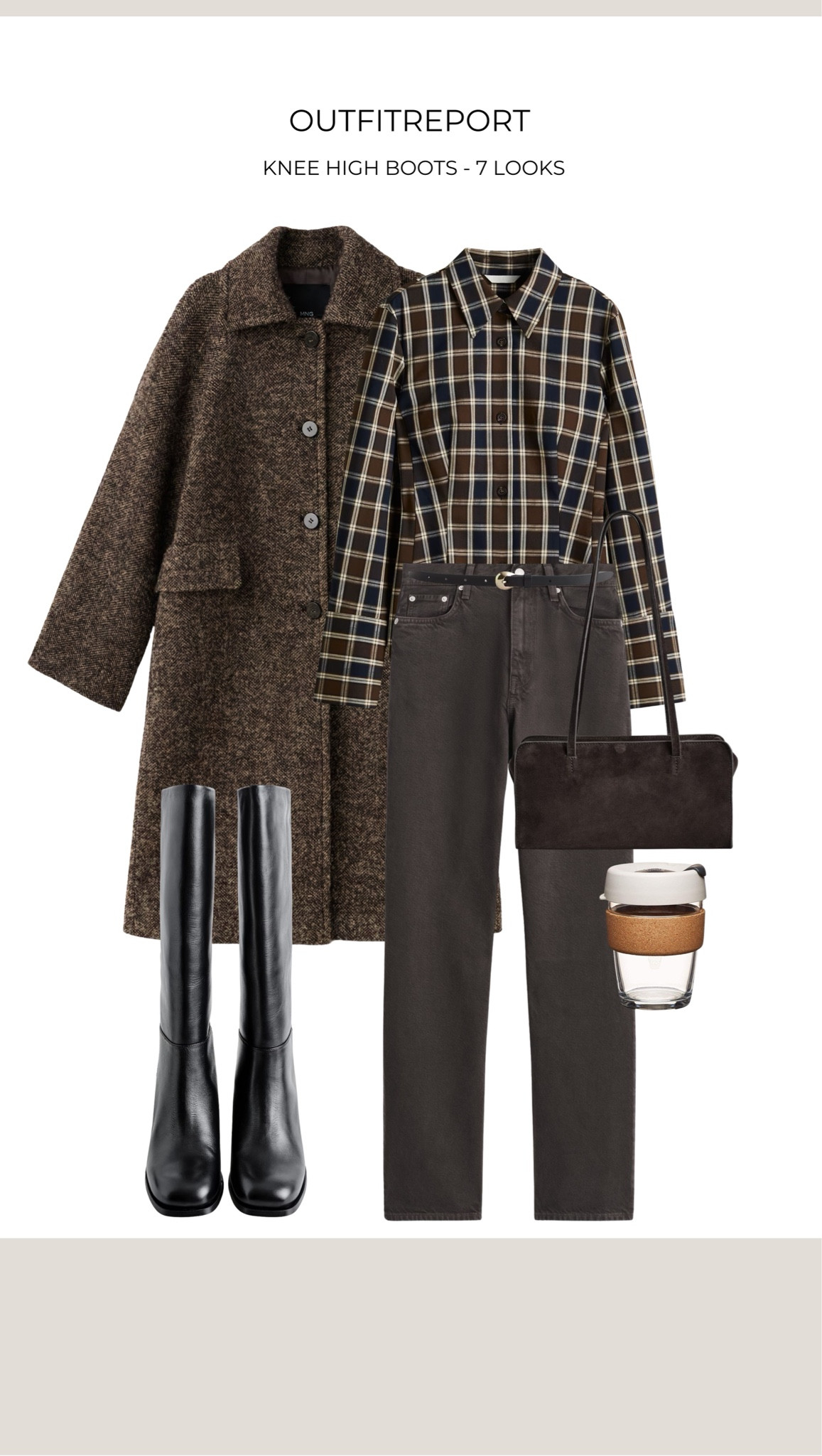 Knee high boots black skinny jeans flannel shirt brown coat autumn winter outfit 

#LTKautumn #LTKeurope #LTKwinter
