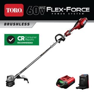 Toro 60V Max Lithium-Ion Brushless Cordless 14 in./16 in. String Trimmer - 2.5 Ah Battery and Cha... | The Home Depot