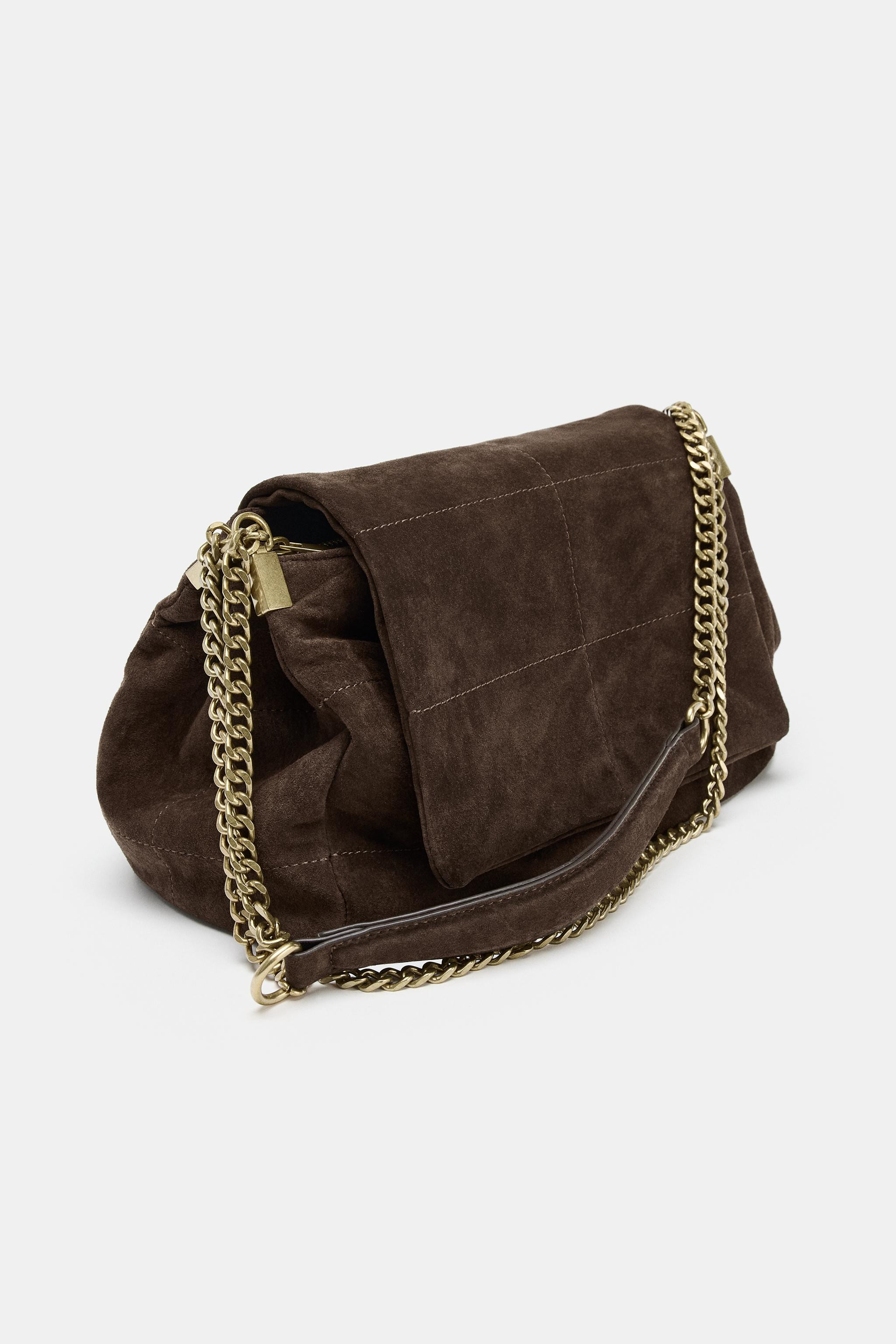SPLIT LEATHER SHOULDER BAG | Zara US