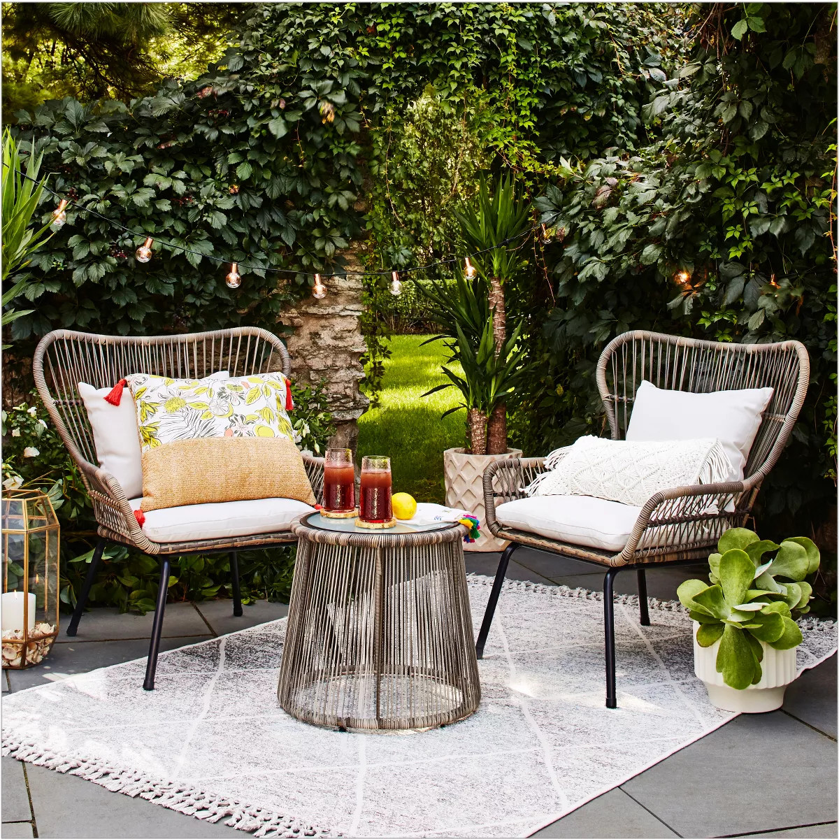 Latigo 3pc Rattan Patio Chat Set, Outdoor Furniture Set - Gray/Brown - Threshold™ | Target