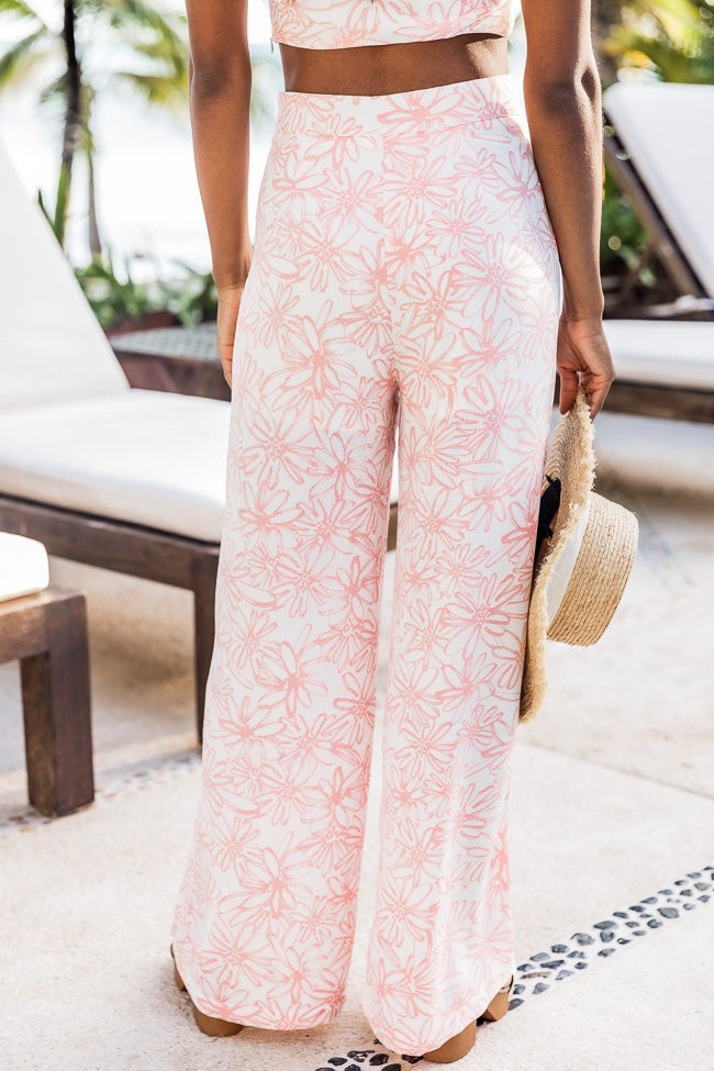 Infinite Days White/Pink Floral Wide Leg Pants | The Pink Lily Boutique