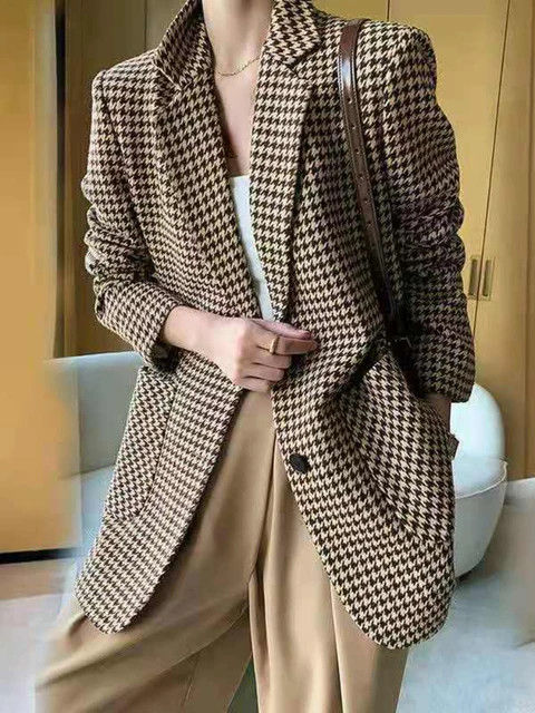 Blazer xadrez casual feminino com cinto, casacos da moda coreana, jaqueta elegante chique, roupas... | Aliexpress BR (BR)