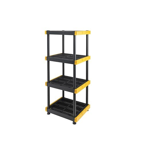 BLACK & YELLOW 4-Tier Heavy Duty Plastic Storage Shelves that Support up to 100lbs/shelf, Organization and Storage, Weather-Resistant Design, Easy Assembly, Made in The USA (55H x 24W x 20D) | Amazon (US)