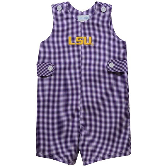LSU Tigers Embroidered Purple Gingham Jon Jon - Etsy | Etsy (US)