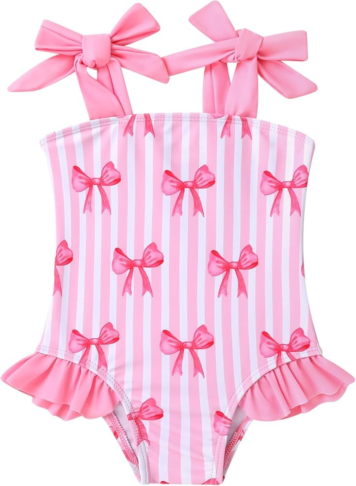 YOUNGER TREE Toddler Swimsuit Girl Color Block Stripe One-Piece Swimwear Baby Girl Bathing Suits | Amazon (US)