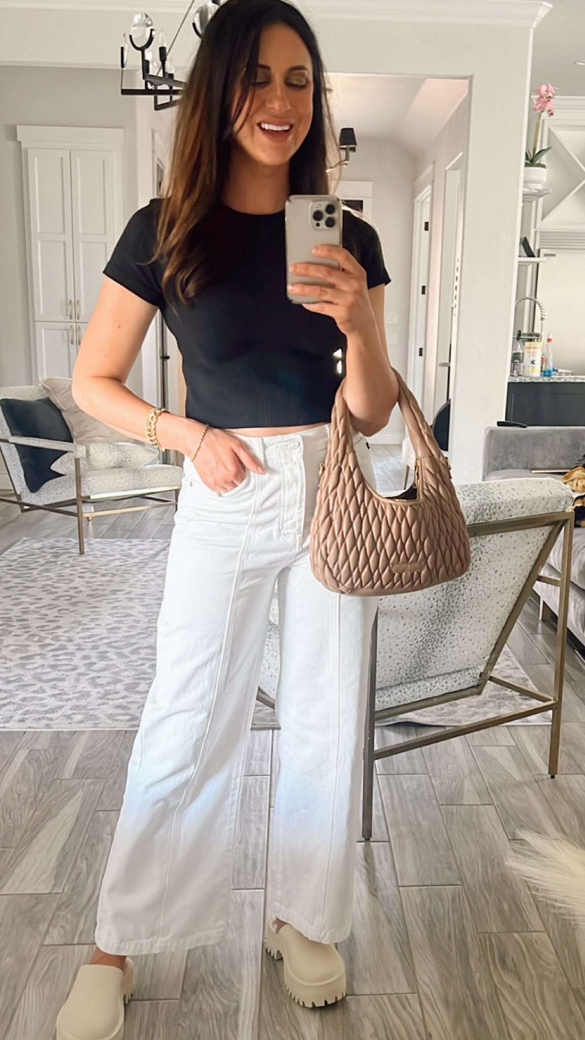 Spring fashion! We’re going white denim, cropped baby t and platform clog sandals! Happy spring! 
.
.
.
.
.
.
.
.
#springtrends #whitejeans #targetfinds #targetfashion #clogs #platformsandals #y2k #jeans #vacationoutfit 