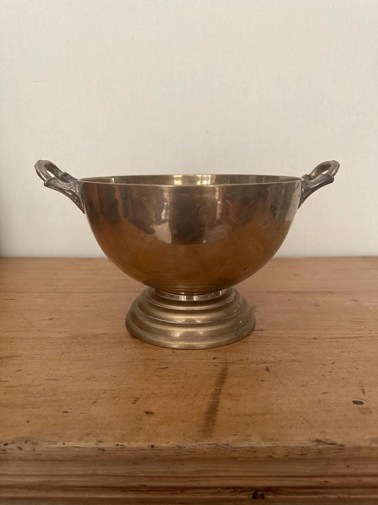 Vintage Solid Brass Double Handled Pedestal Bowl - Etsy | Etsy (US)