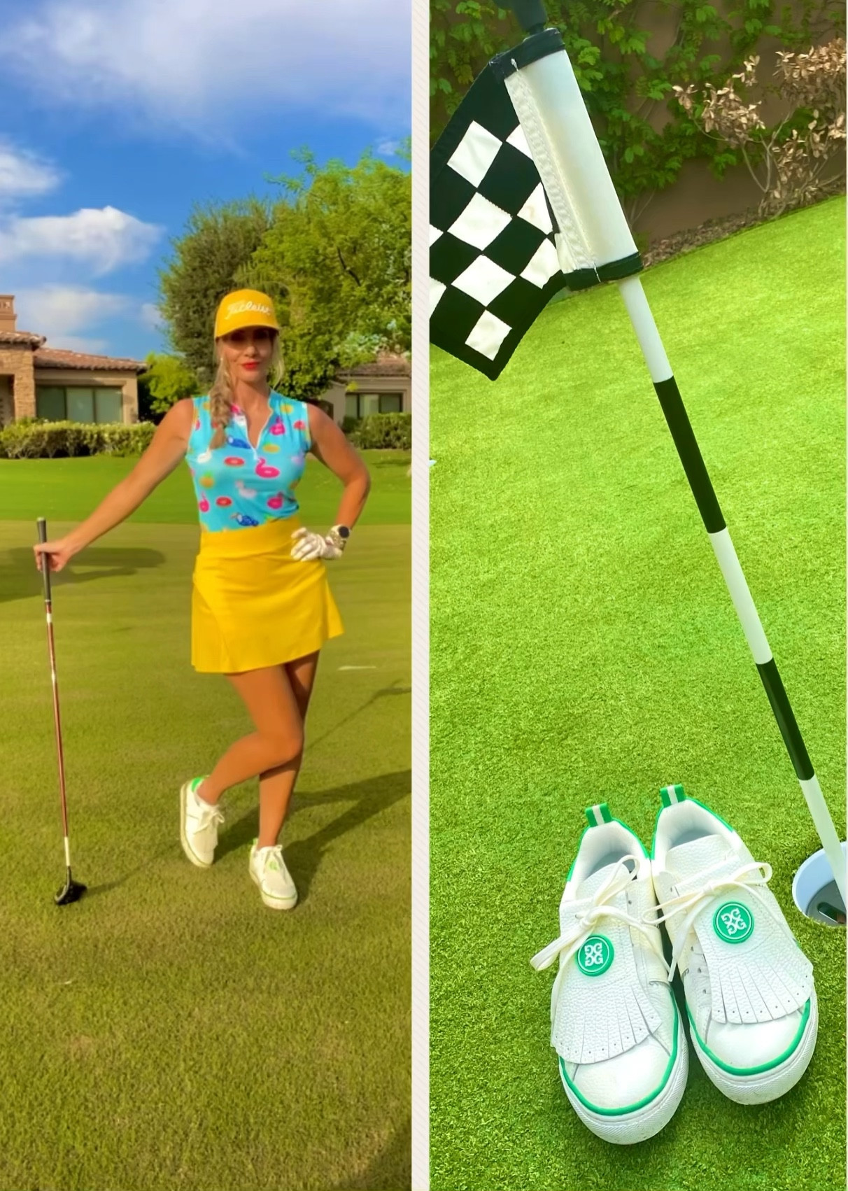 I’m obsessed with these golf shoes and golf outfit! Loving the bright beautiful colors. Shoes are Gfore. Polo from Proud90 Golf-not link 15%off on website use KATANA. 
More discounts in my Instagram Bio @Katanastrong 
Polo-SML
Skirt-Med
#golf #shoes #golffashion #womengolf #ltk #ltkfashion #shopltk

#LTKstyletip #LTKunder100 #LTKshoecrush