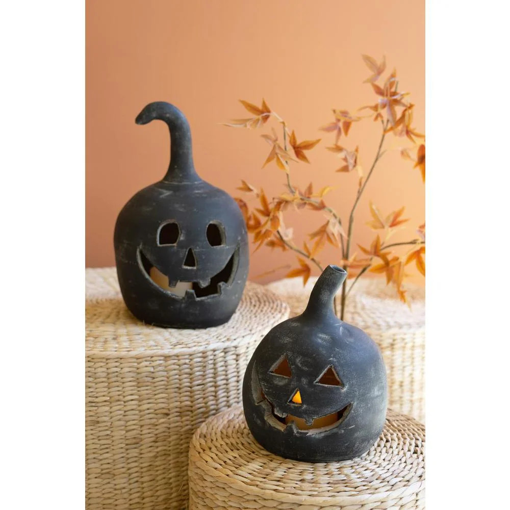 Kalalou Inc Set Of Two Black Clay Jack-O-Lanterns | Walmart (US)