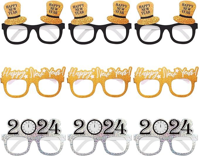 Amosfun Happy New Year Eyeglasses Fancy New Year Party Glasses Celebration Party Favor for 2024 N... | Amazon (US)