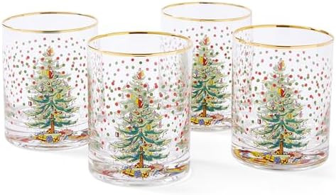 Spode Christmas Tree 14 Fl. Oz. Double Old Fashion Glass (Set of 4), Polka Dot - Whiskey & Bourbo... | Amazon (US)