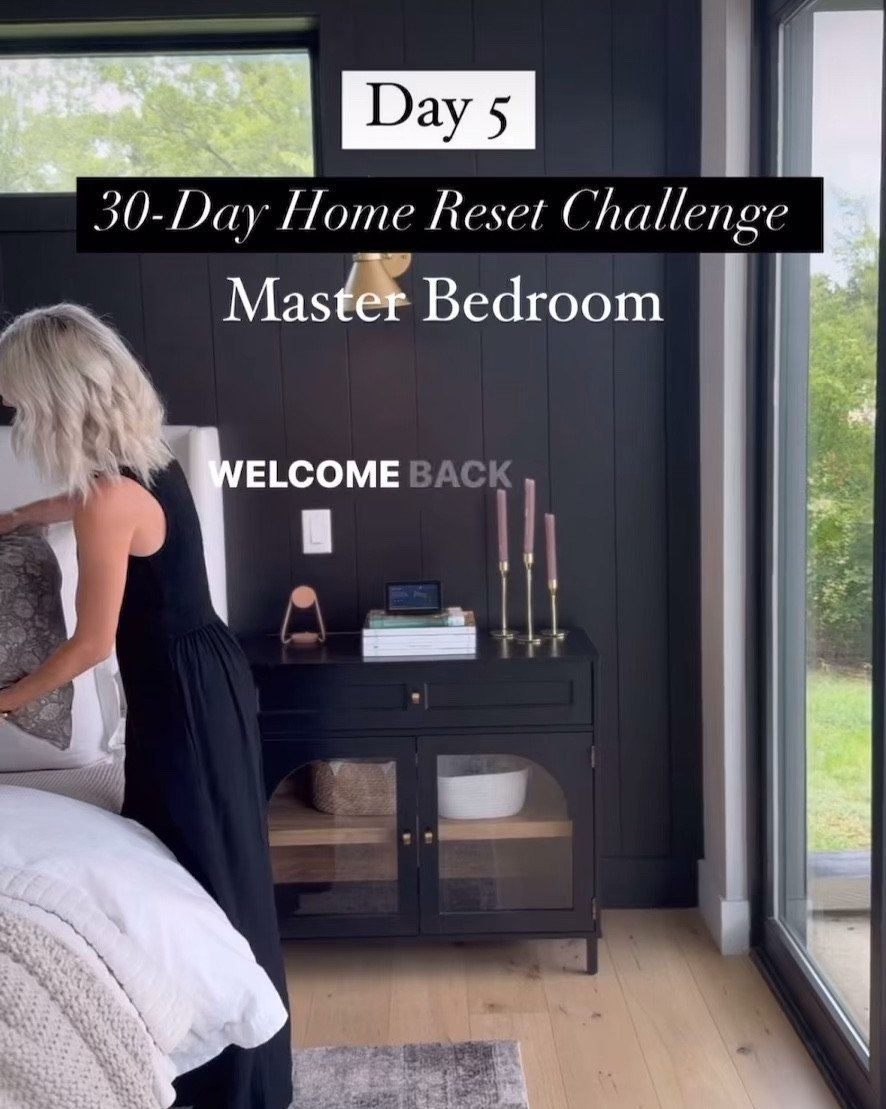 Day 5 of our 30 Day Home Reset Challenge! 

Master bedroom!

Grab your black trash bags for donation , white trash bags poor trash, set your timer, and let’s go!
 
let’s start in the back corner of the room and work your way to the right until you’re back where you started. This will keep you on track. You’re going to pick up every item and decide if it’s a donate, trash, something that belongs somewhere else in the house, or something that stays in your bedroom. 

With each item you pick up, ask yourself:
1. Have I used this in the last six months? If not, let it go!
2. Is this broken or damaged? If it is, toss it!
3. Is it something I don’t LOVE and wouldn’t miss it if it was gone? If it is, donate it!
4. Is it something that is useful and that makes my life better, easier, or just makes me happy? Then keep it!

When you find something that doesn’t belong in your bedroom, put it in a pile just outside your door and wait until the end to put everything away. If you try to do it during your declutter session, you’ll get distracted and won’t be able to get as much accomplished. 

B O N U S 🏠 S Y S T E M

This is a simple one but MAN it makes a difference. I want you to commit to making your bed every morning for the duration of the challenge! To help you remember, write a little reminder note and tape it to your bathroom mirror. If you are the first one out of bed, and you leave before your spouse does, see if you can trade something with him to get him to make it! Having a made bed just makes your whole home feel more put together. Try it until the end of the month, and by that point you’ll be at the 21 days required to form a habit! 🙌🏼 #containerstoreambassador #bbeautifullyorganized #organization #declutteryourlife

#LTKWatchNow #LTKStyleTip #LTKHome