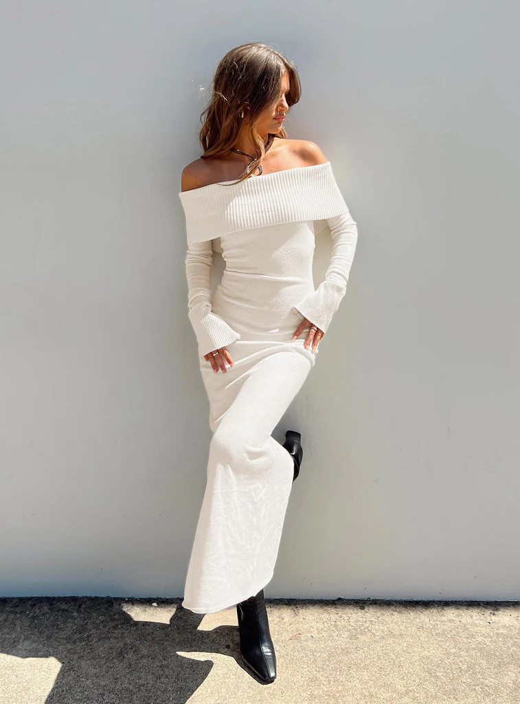 Louden Off The Shoulder Maxi Dress Cream | Princess Polly US