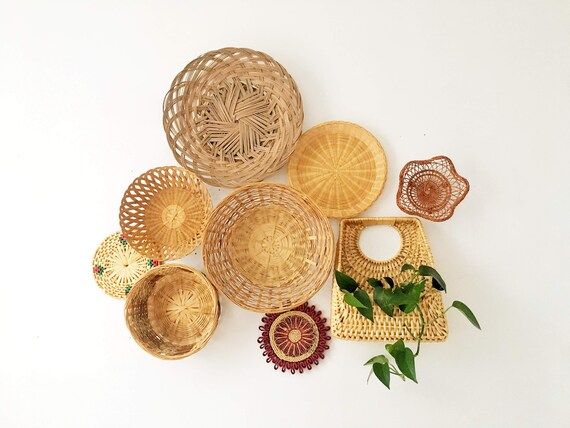 Boho decor - Wall baskets - Wicker baskets -  Gallery wall - Decorative rattan - Round baskets - ... | Etsy (CAD)