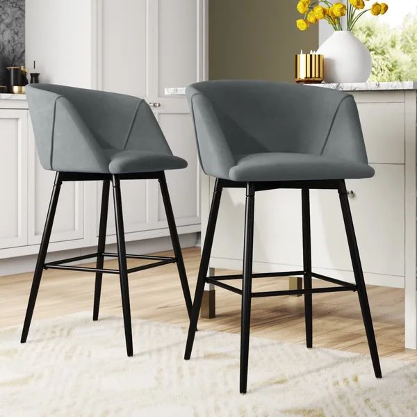 Braxton Upholstered Velvet Counter & Bar Stool (Set of 2) | Wayfair North America