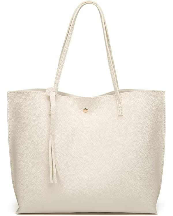 Dreubea Women's Soft Faux Leather Tote Shoulder Bag from, Big Capacity Tassel Handbag | Amazon (US)