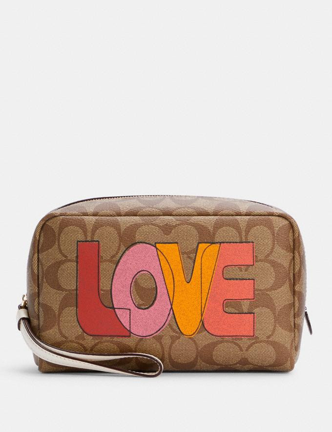 boxy cosmetic case in signature canvas with love print | Coach Outlet US