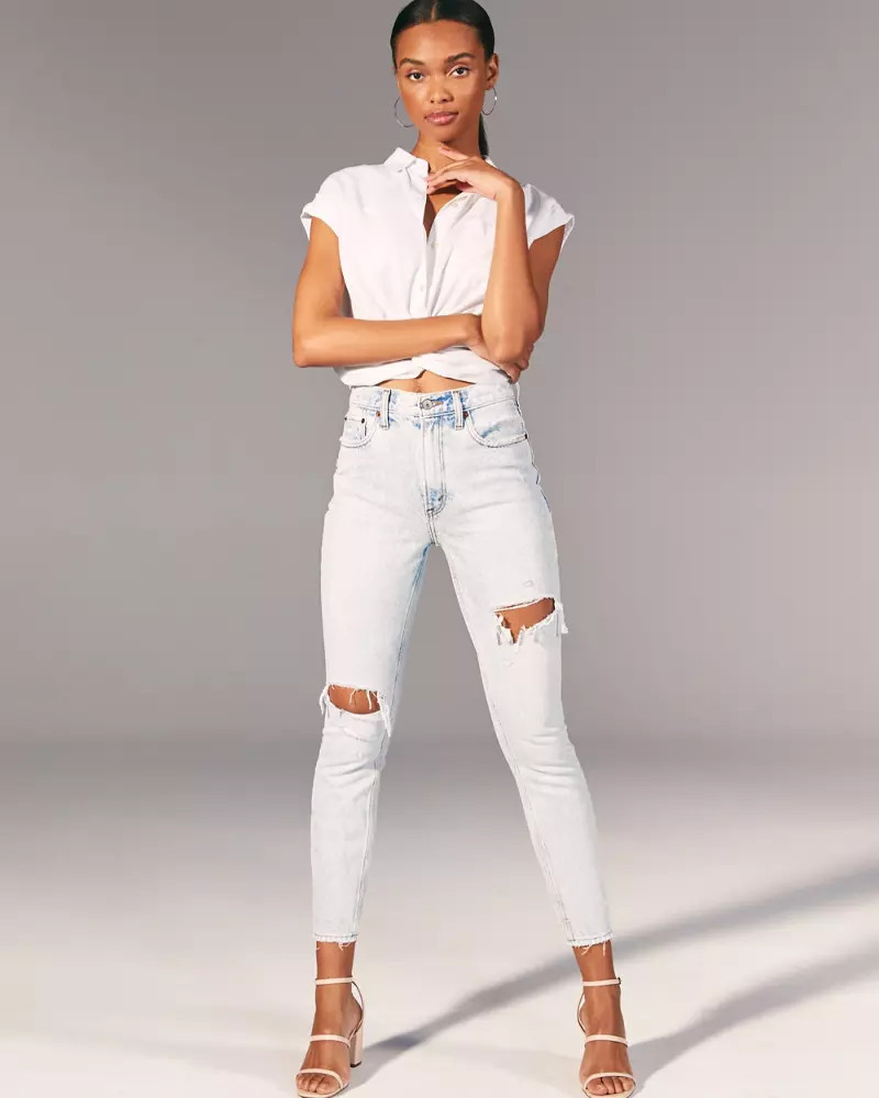 Ripped High Rise Mom Jeans | Abercrombie & Fitch US & UK