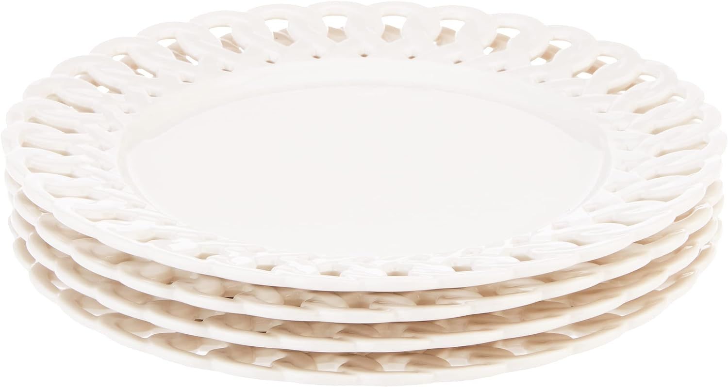 Gracie China by Coastline Imports, Heirloom Collection, 8-Inch Dessert Plate, White Fine Pierced ... | Amazon (US)