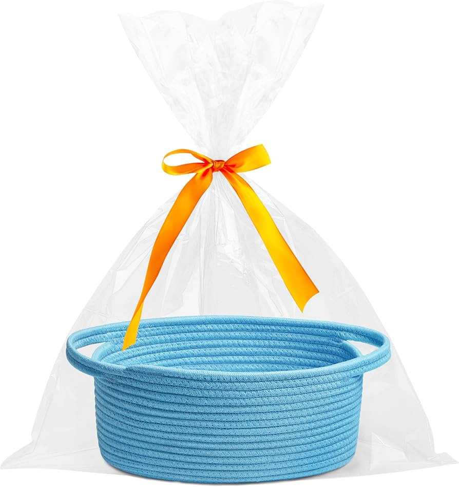 Pro Goleem Small Woven Basket with Gift Bags and Ribbons Durable Baskets for Gifts Empty Small Ro... | Amazon (US)