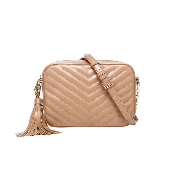 Daisy Rose Quilted Shoulder Cross body bag for Women with tassel - PU Vegan Leather - Blush - Wal... | Walmart (US)