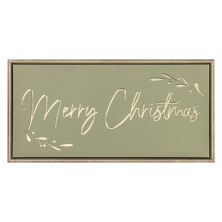 Merry Christmas Framed 3D Machine Foil Emb Canvas Print | Walmart (US)