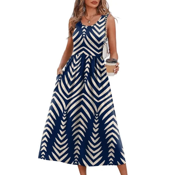 Wiholl Summer Dresses for Women Flowy Casual Midi Dress Beach Vacation Sundresses with Pockets | Walmart (US)