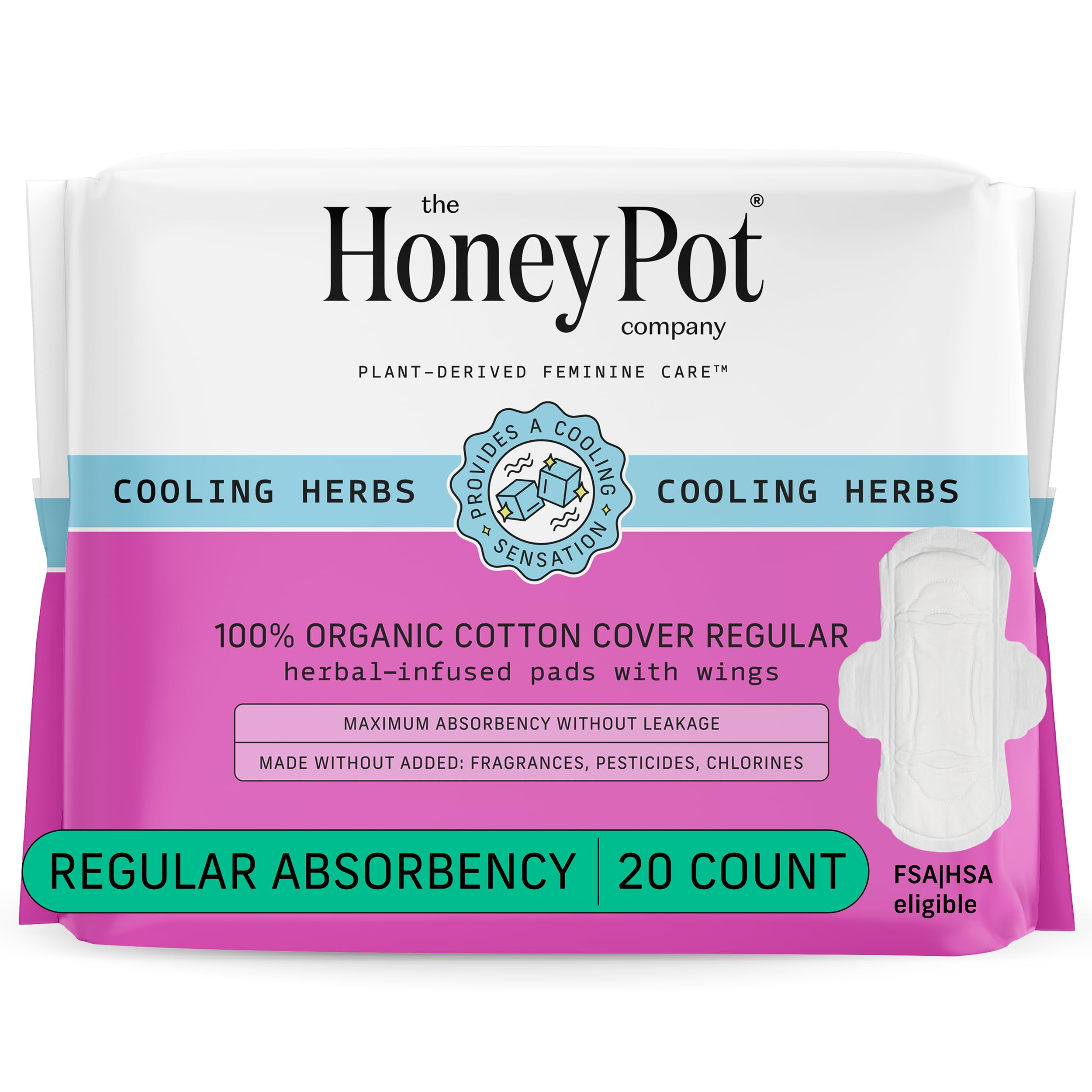 The Honey Pot Company - Herbal Sanitary Pads for Women - Regular Flow w/Wings - Infused w/Essenti... | Amazon (US)