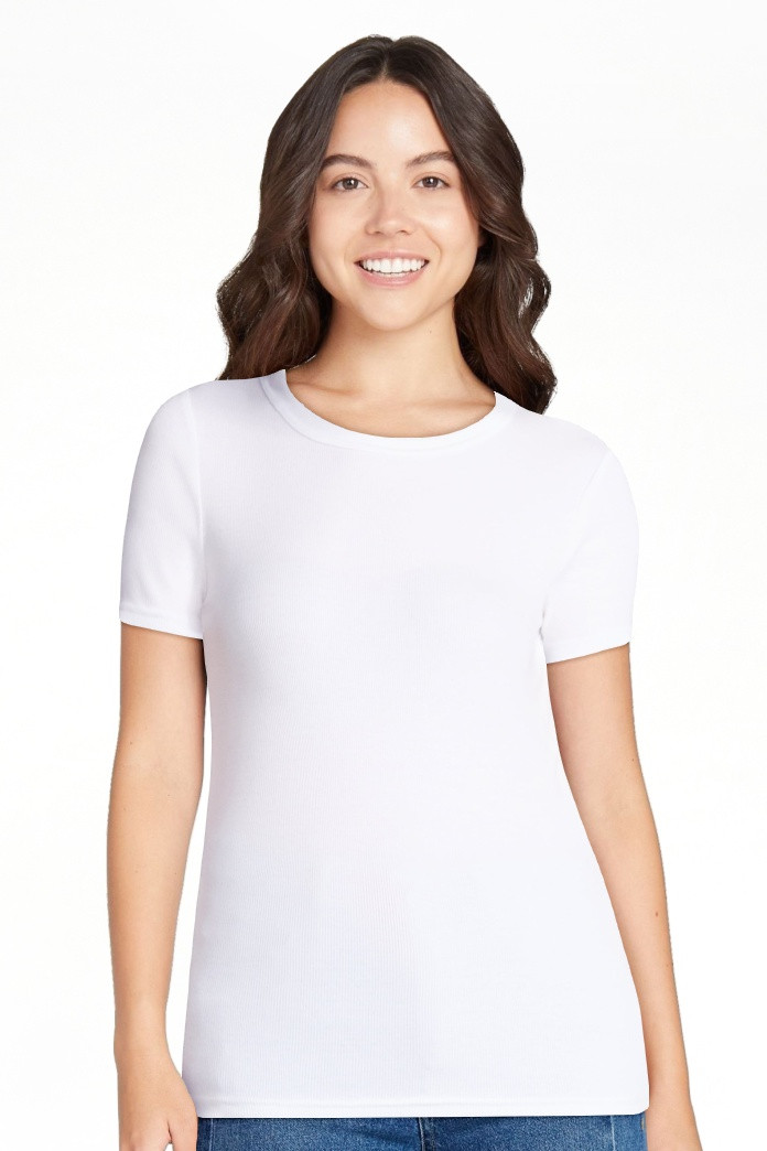 Time and Tru Women's Ribbed Tee with Short Sleeves, Sizes XS-XXXL | Walmart (US)