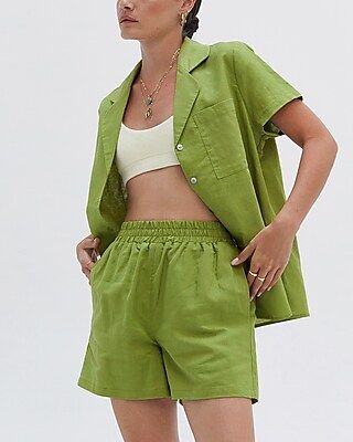 Crescent Teresa Linen-Blend Two Piece Set Green Women's M | Express
