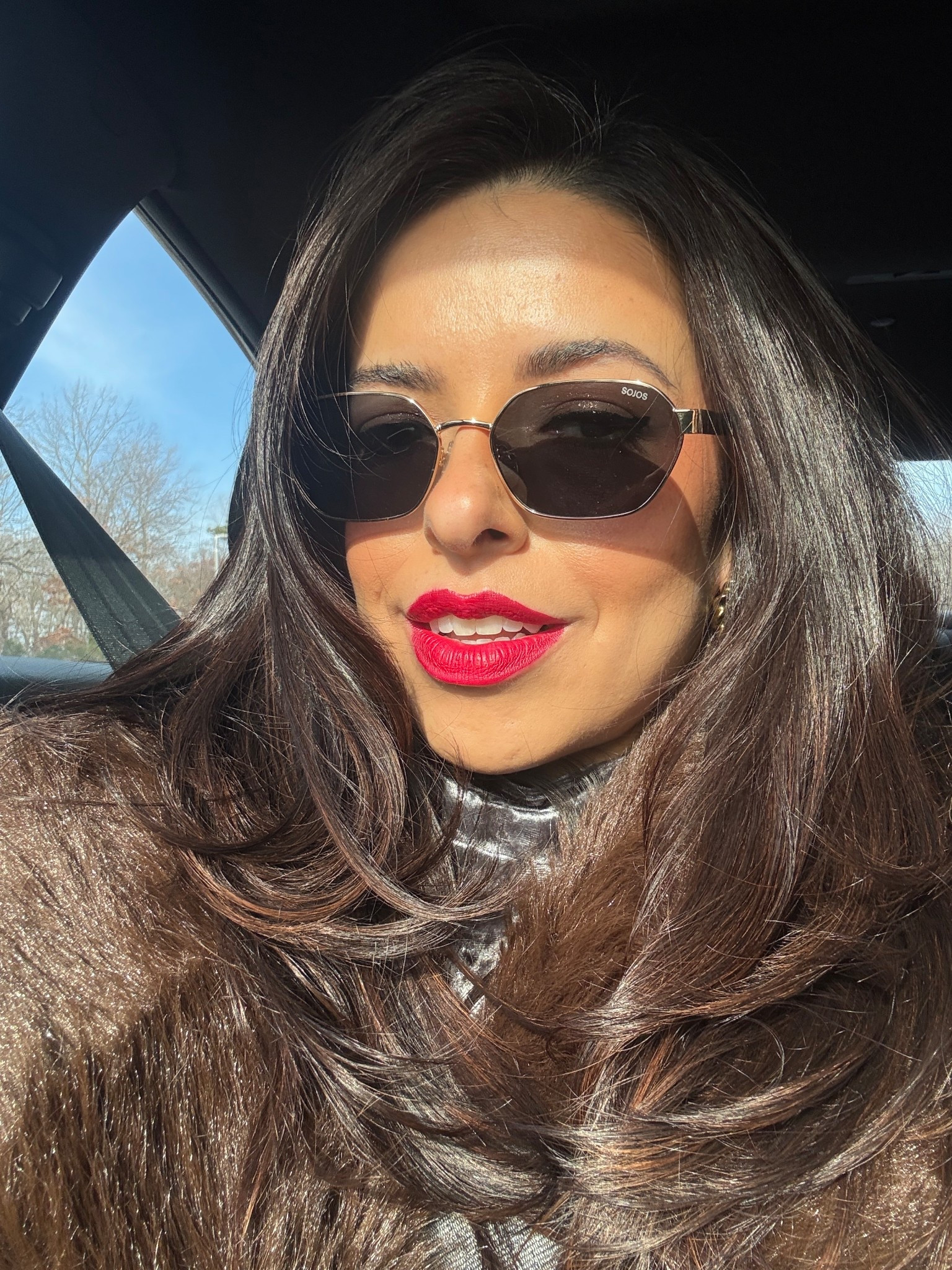 Red lip on medium skin tone. Wet N Wild lipstick. Amazon sunglasses and faux fur coat 

#LTKPetite #LTKHoliday #LTKBeauty
