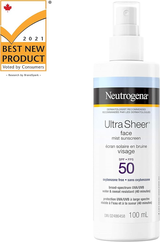 Neutrogena Ultra Sheer Face Mist Sunscreen Spray Spf 50, oxybenzone-free Spray Sunscreen is Non-... | Amazon (CA)