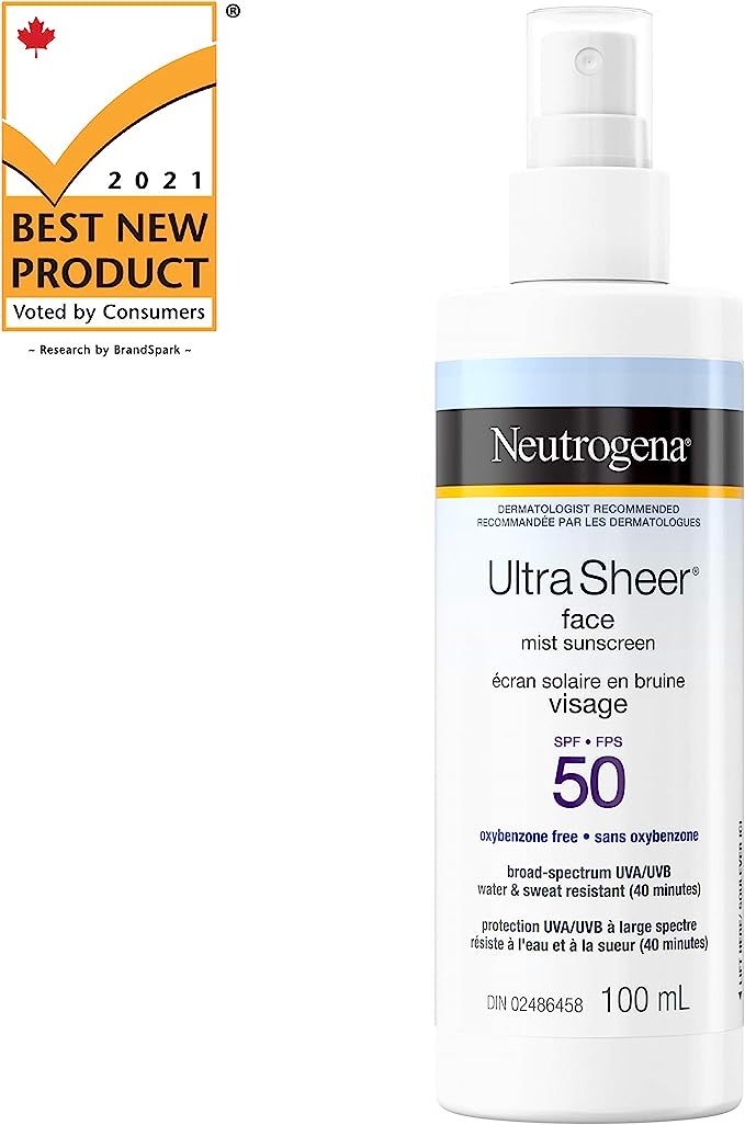 Neutrogena Ultra Sheer Face Mist Sunscreen Spray Spf 50, oxybenzone-free Spray Sunscreen is Non-... | Amazon (CA)