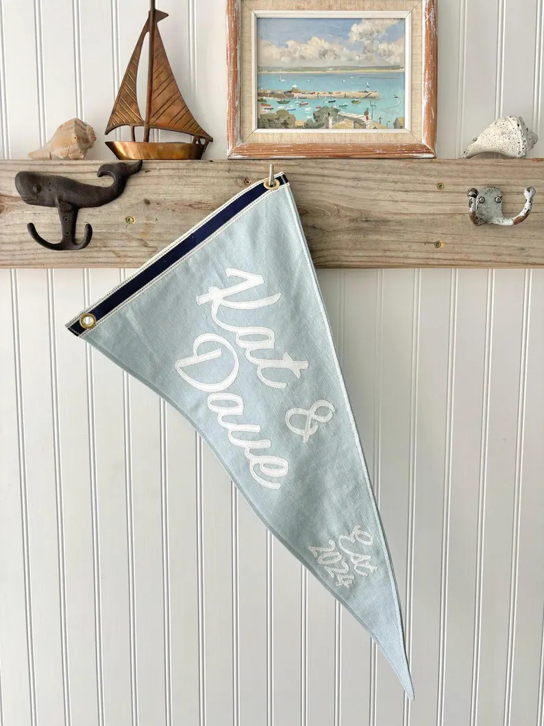 Custom Linen Flag, Wedding Linen Burgee, Yacht Wedding Flag, Personalized Boat Pennant, Custom Bu... | Etsy (US)
