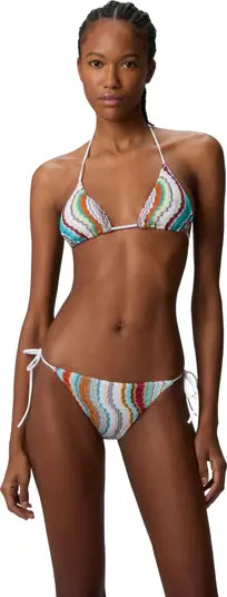 Triangle Bikini With Lamé Wave Motif | Nordstrom
