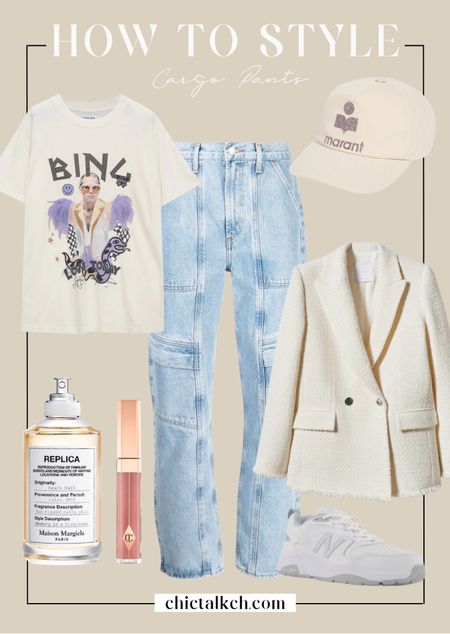 How to style cargo jeans for spring!!!
Cargo jeans, graphic tee, anine bing, beige blazer. 

#LTKFind #LTKstyletip #LTKunder100