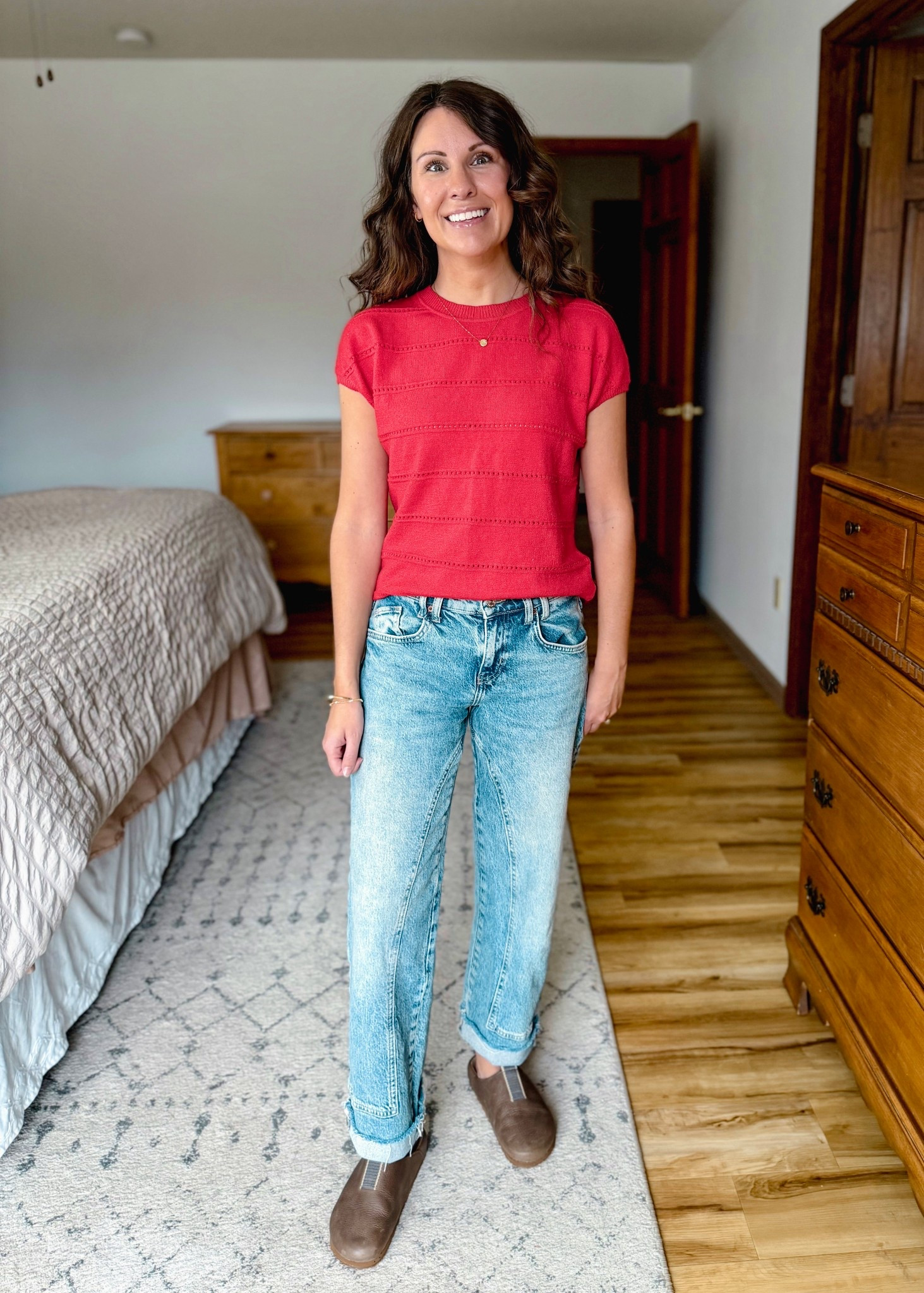 Small in this sweater tee (lots of colors available!) and 24 short in my jeans. Short isn’t sold anymore but it’s easy to cut them off bc they’re a raw hem. My clogs are size 6!

#LTKgrwm #LTKootd #LTKPetite