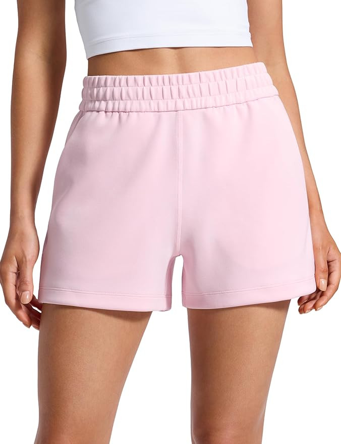 CRZ YOGA SoftAura Sweat Shorts for Women 4" - High Waisted Modal for Casual Lounge Athletic with ... | Amazon (US)