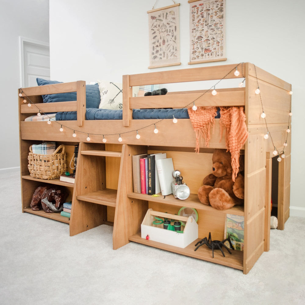 Modern Farmhouse Twin Low Loft Bed With Bookcases | max & lily