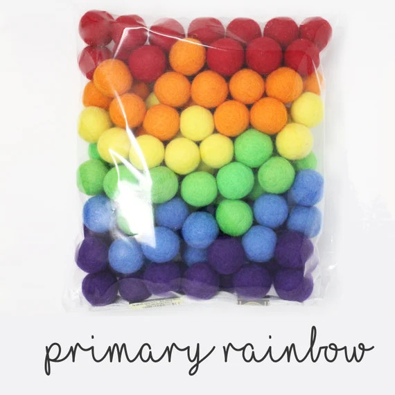 Rainbow Felt Balls Wholesale | Primary Rainbow Wool Felt Pompoms Wholesale | DIY Felt Ball Garlan... | Etsy (US)