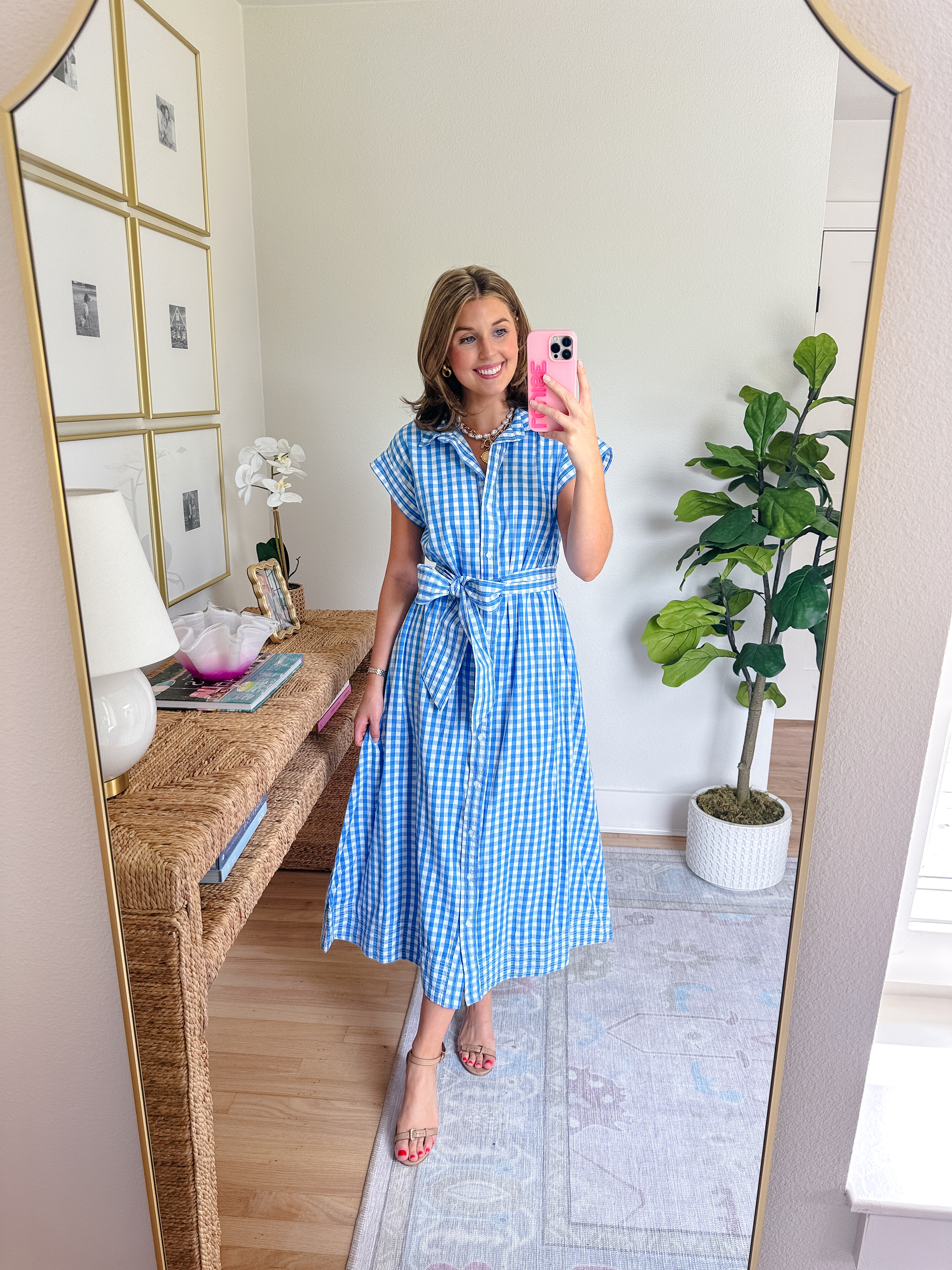 Blue and white shirtdress! Wearing an XS