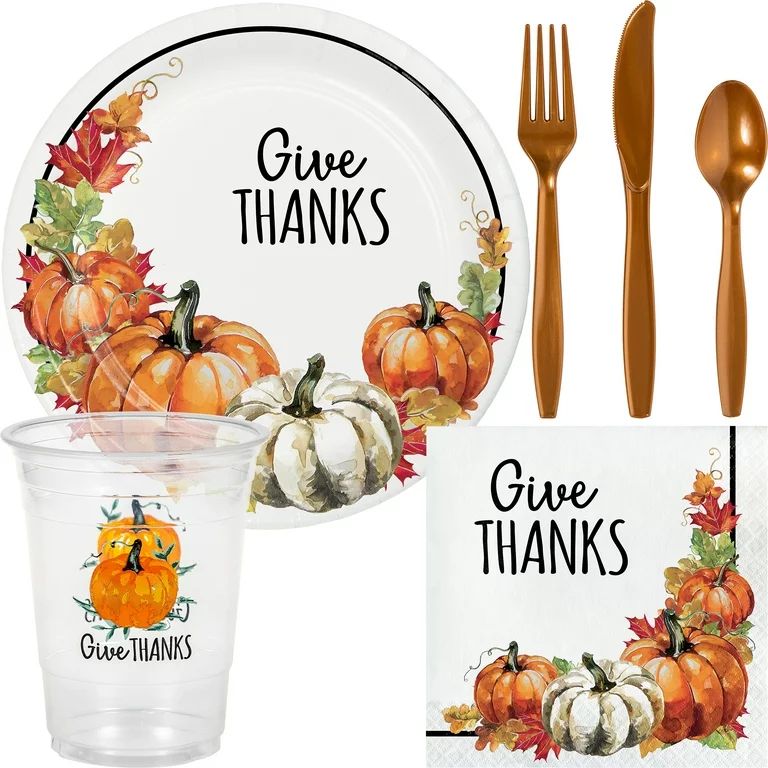 Way to Celebrate Give Thanks Thanksgiving Party Supplies Kit, 120 Count | Walmart (US)