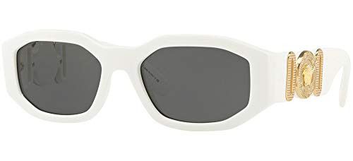 Versace Man Sunglasses White Frame, Dark Grey Lenses, 53MM | Amazon (US)