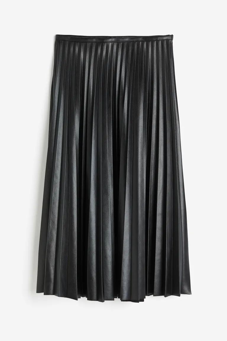 Pleated Coated Skirt - Black - Ladies | H&M US | H&M (US + CA)