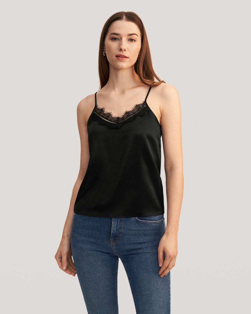 Lace Trim Silk Camisole | LilySilk
