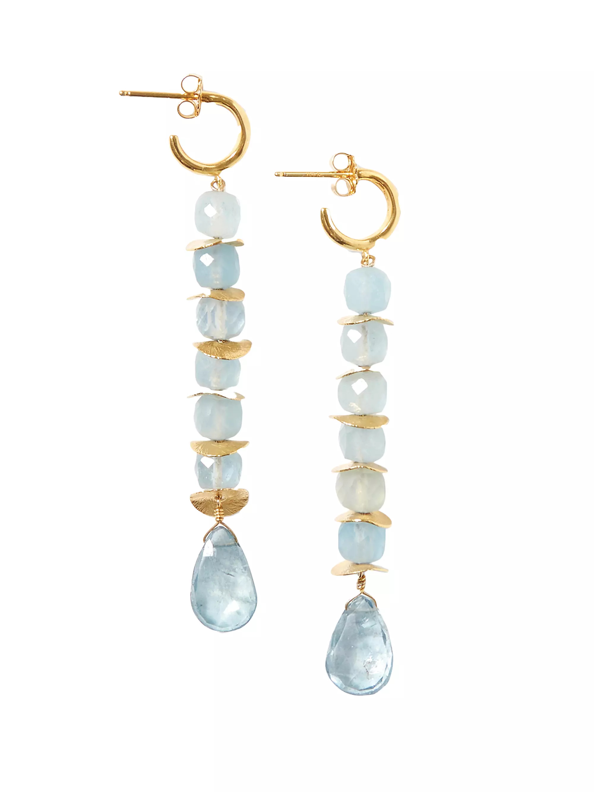 Shop Chan Luu 18K Gold-Plated , Aquamarine &amp; Green Crystal Hoop Earrings | Saks Fifth Avenue | Saks Fifth Avenue