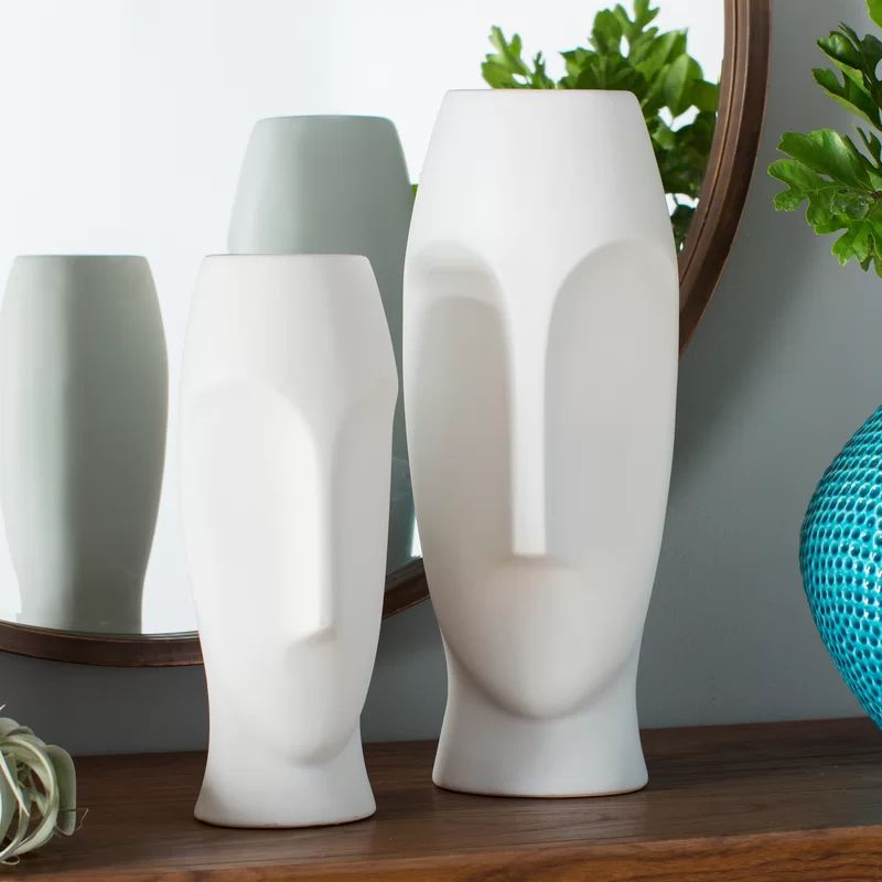 Traver 2 Piece Faces Ceramic Vase Set | Wayfair North America